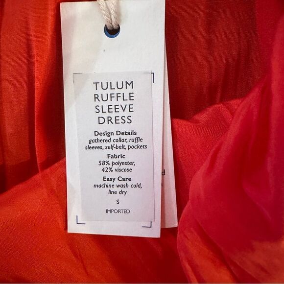 Mersea Tulum Ruffle Sleeve Dress Sunset - Picture 5 of 6